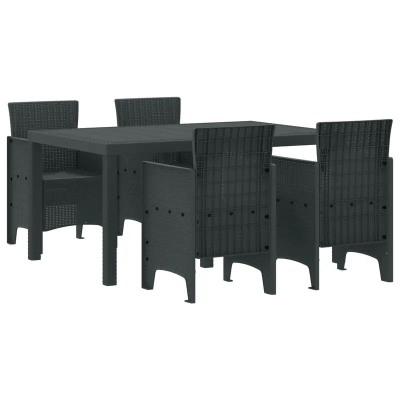 Conjunto de Comedor de Jardín 5 pcs Antracita Ratan Polt