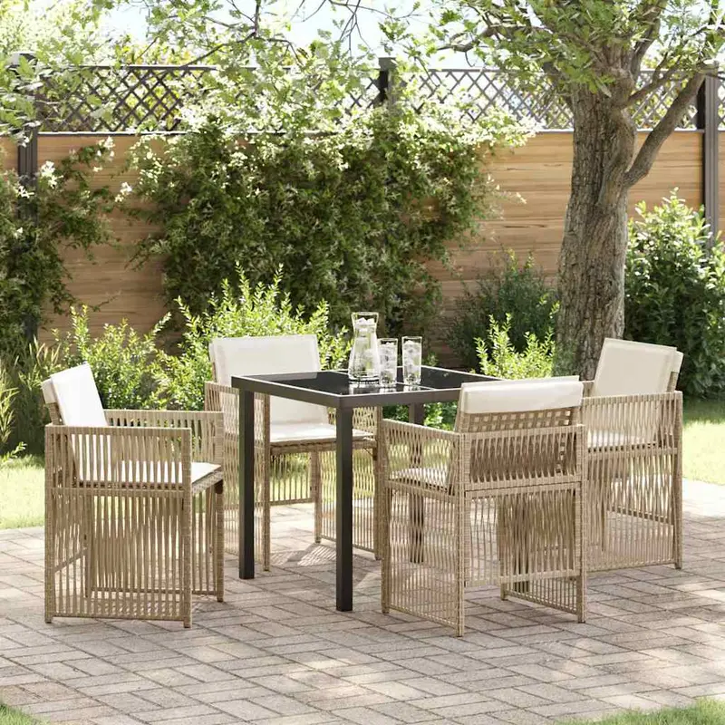 Conjunto de Comedor de Jardín 5 pcs Beige