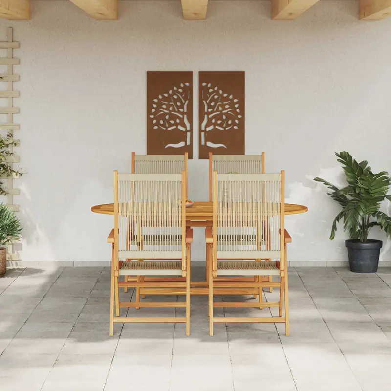Conjunto de Comedor de Jardín 5 pcs Beige