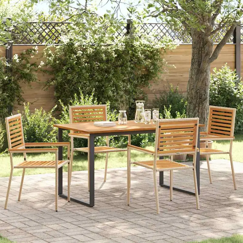 Conjunto de Comedor de Jardín 5 pcs Beige