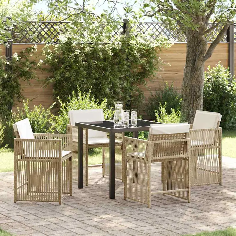 Conjunto de Comedor de Jardín 5 pcs Beige ratán sintético