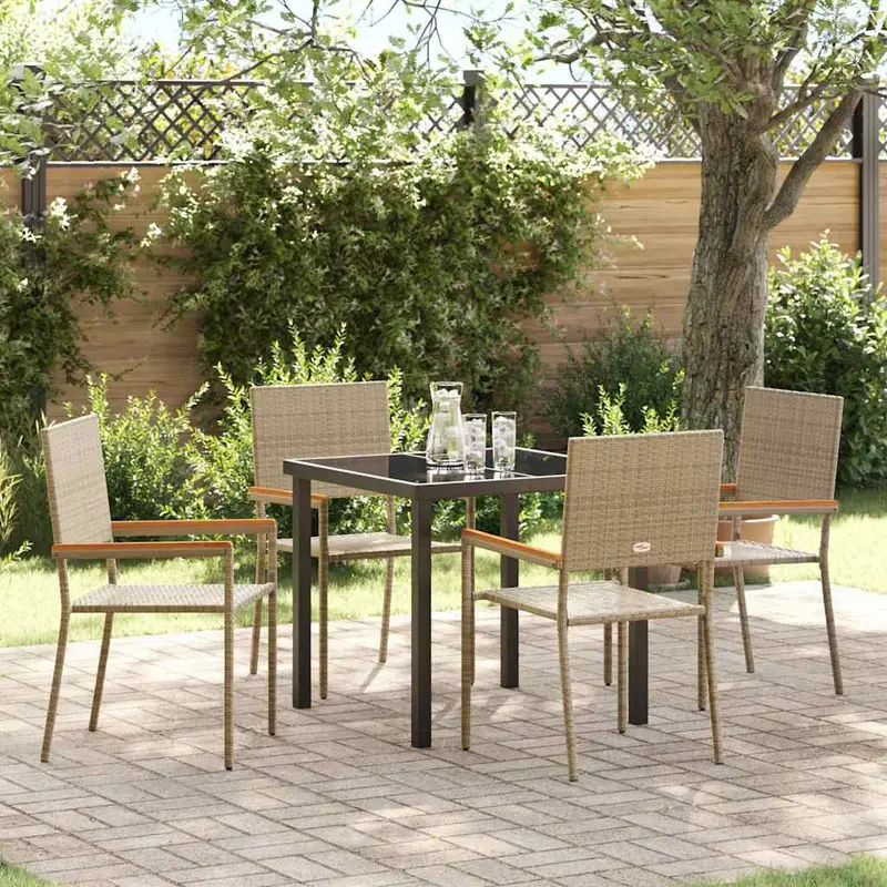 Conjunto de Comedor de Jardín 5 pcs Beige ratán sintético