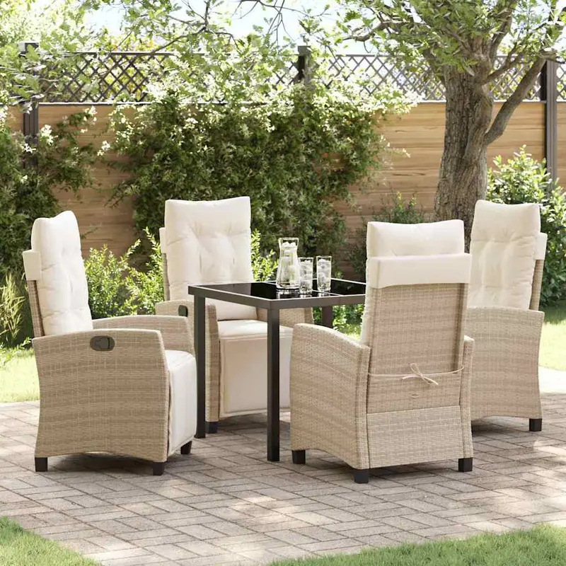 Conjunto de Comedor de Jardín 5 pcs Beige ratán sintético
