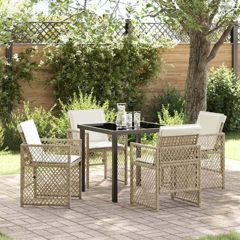 Conjunto de Comedor de Jardín 5 pcs Beige ratán sintético