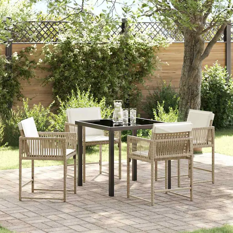 Conjunto de Comedor de Jardín 5 pcs Beige ratán sintético