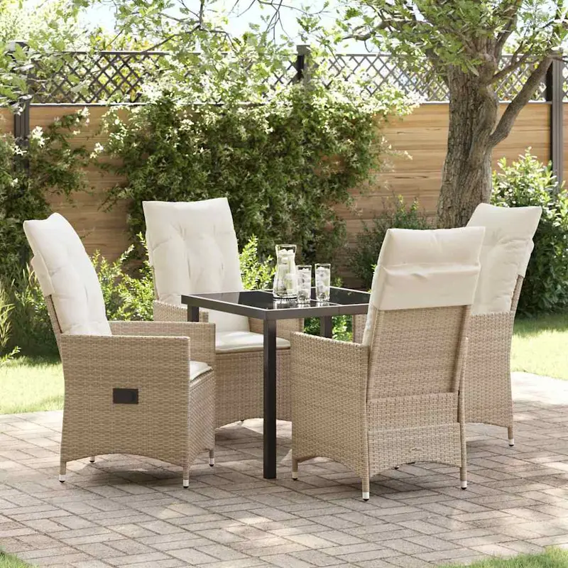 Conjunto de Comedor de Jardín 5 pcs Beige ratán sintético