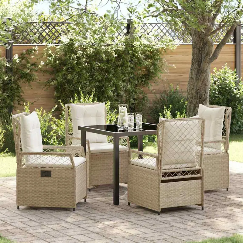 Conjunto de Comedor de Jardín 5 pcs Beige y crema