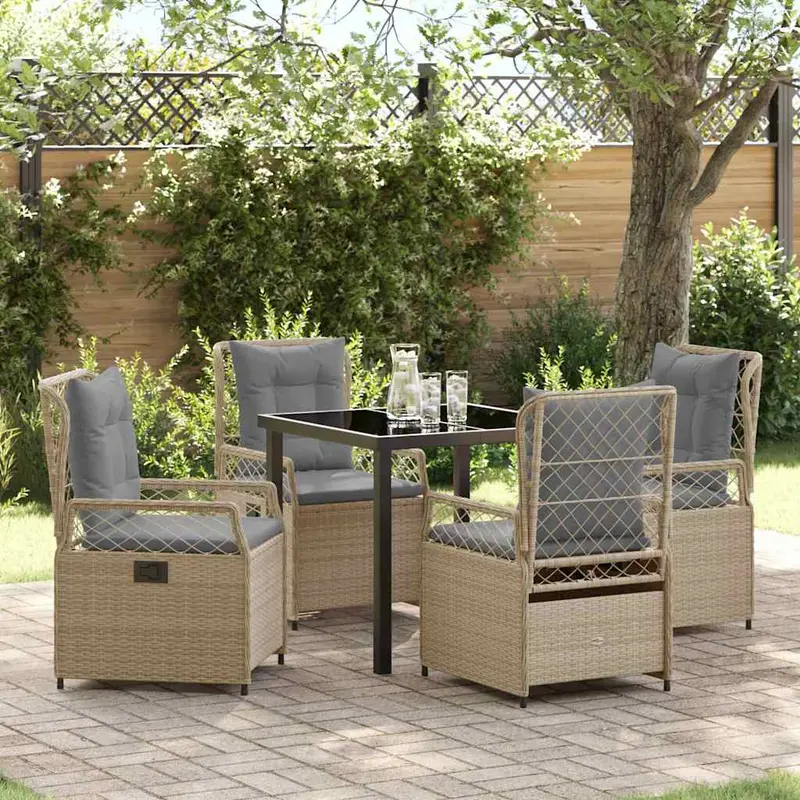 Conjunto de Comedor de Jardín 5 pcs Beige y Gris Claro