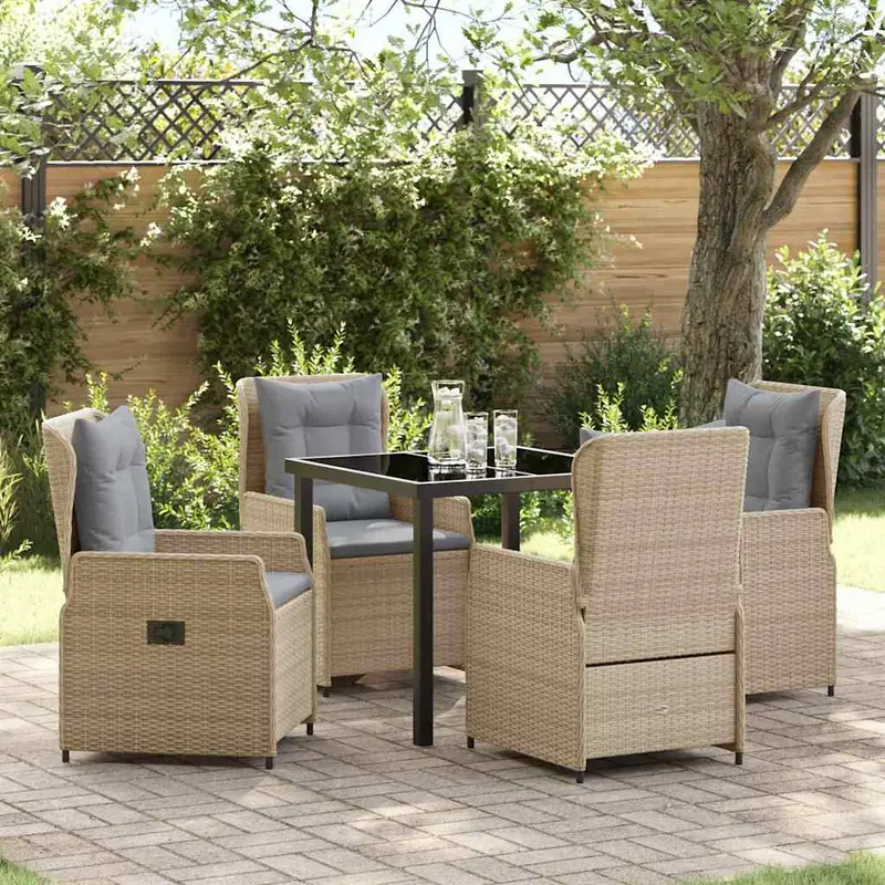 Conjunto de Comedor de Jardín 5 pcs Beige y Gris Claro