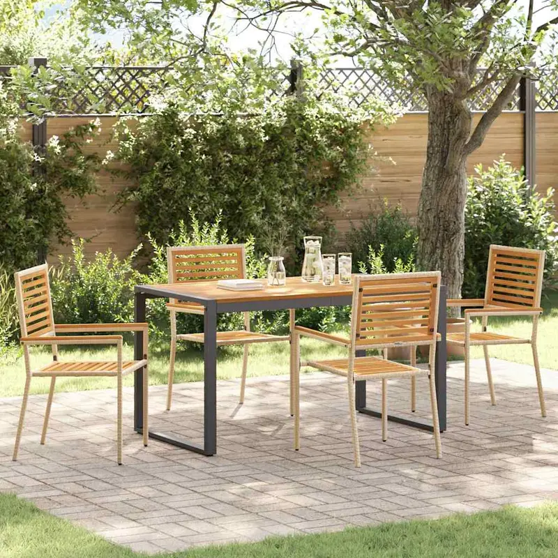 Conjunto de Comedor de Jardín 5 pcs Beige y Marrón