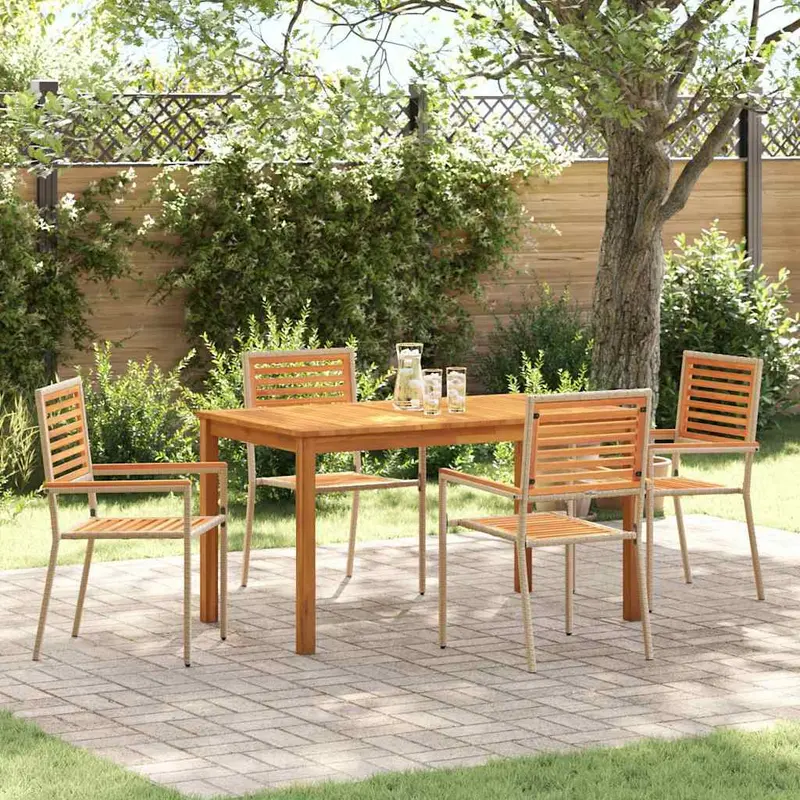 Conjunto de Comedor de Jardín 5 pcs Beige