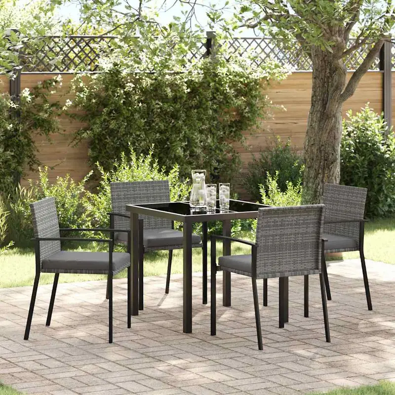 Conjunto de Comedor de Jardín 5 pcs Gris