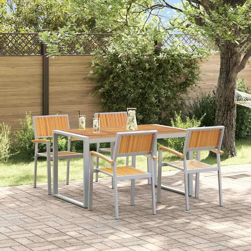 Conjunto de Comedor de Jardín 5 pcs Gris