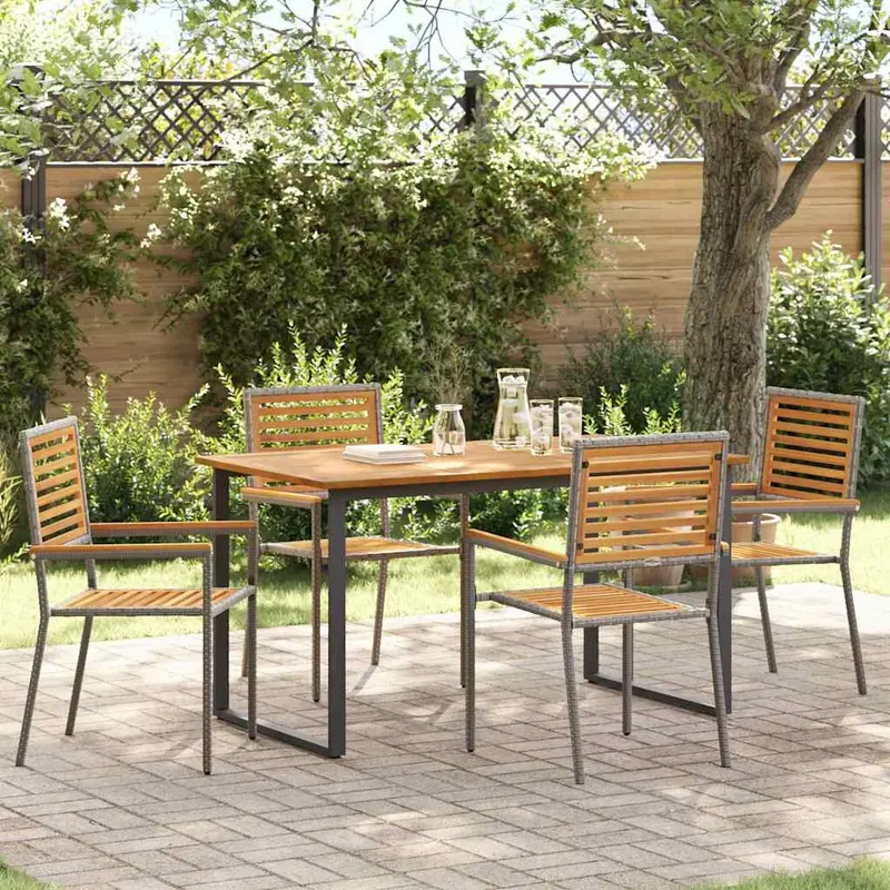 Conjunto de Comedor de Jardín 5 pcs Gris