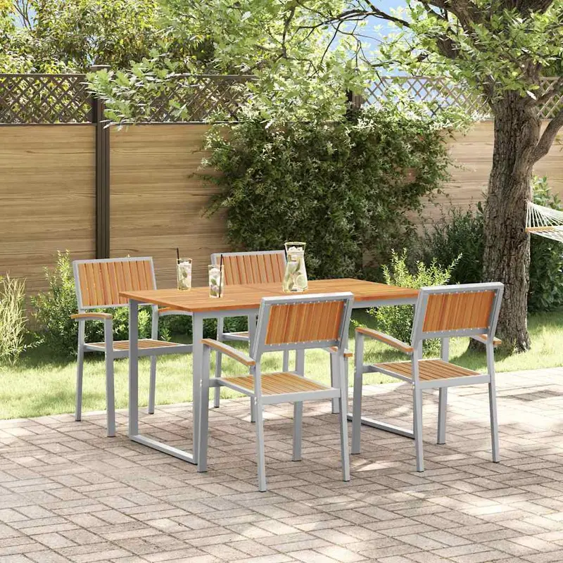 Conjunto de Comedor de Jardín 5 pcs Gris