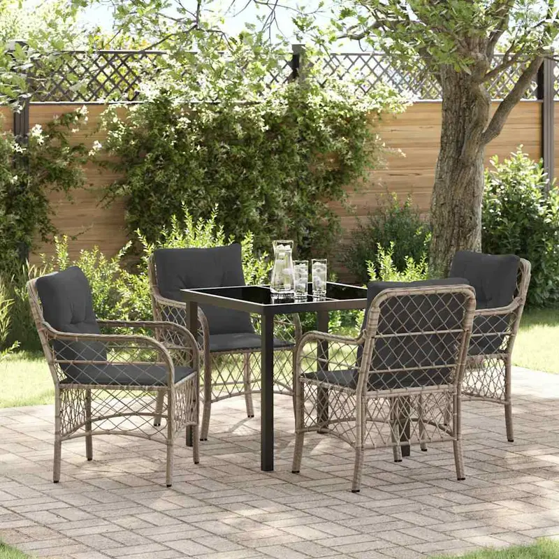 Conjunto de Comedor de Jardín 5 pcs Gris Claro ratán sintético