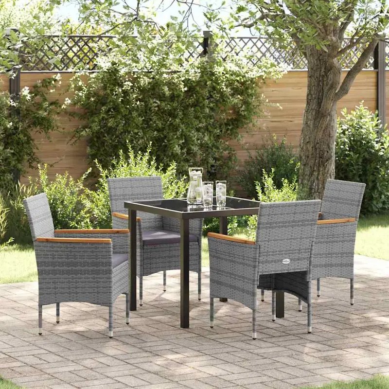 Conjunto de Comedor de Jardín 5 pcs Gris ratán sintético