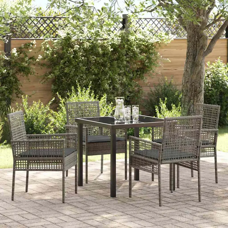 Conjunto de Comedor de Jardín 5 pcs Gris ratán sintético