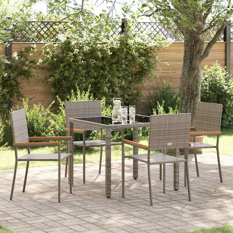 Conjunto de Comedor de Jardín 5 pcs Gris ratán sintético