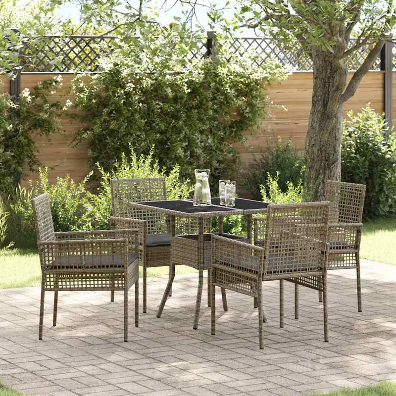 Conjunto de Comedor de Jardín 5 pcs Gris ratán sintético
