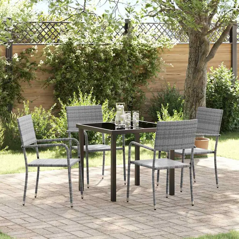 Conjunto de Comedor de Jardín 5 pcs Gris ratán sintético