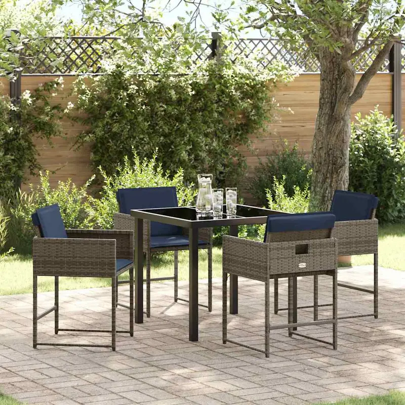 Conjunto de Comedor de Jardín 5 pcs Gris ratán sintético