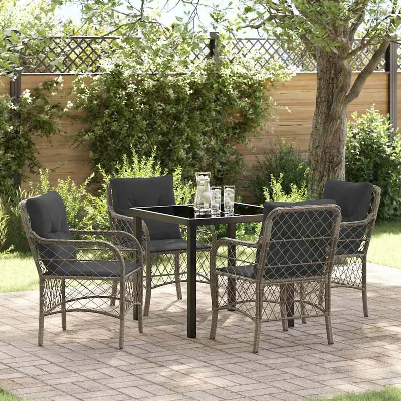 Conjunto de Comedor de Jardín 5 pcs Gris ratán sintético