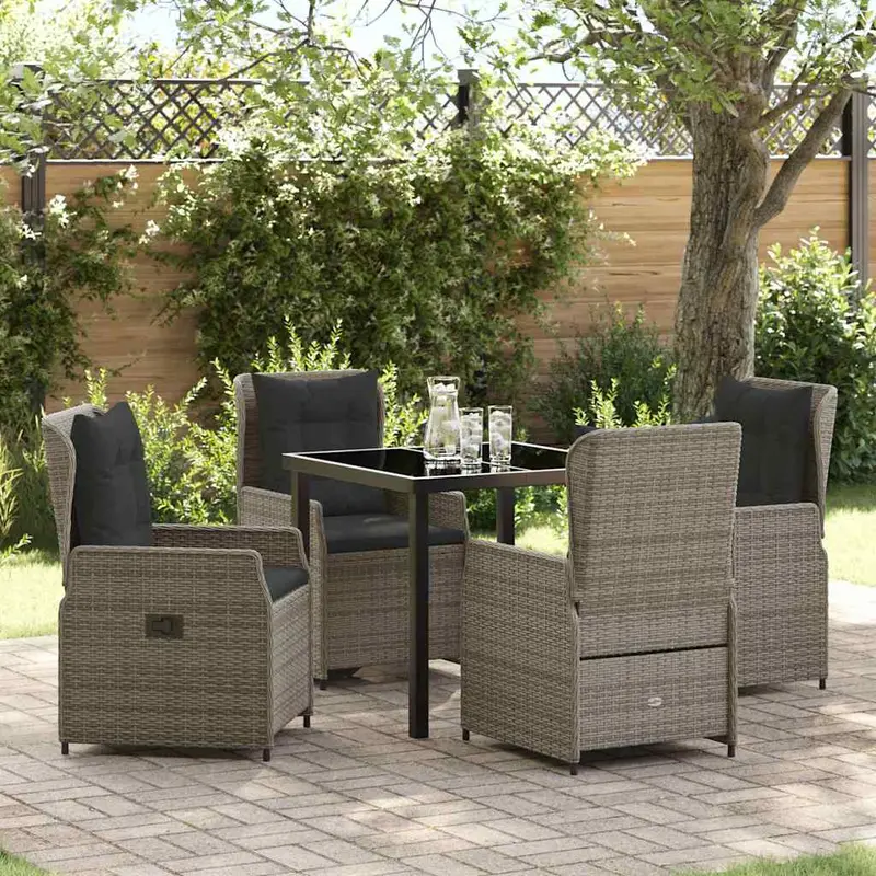 Conjunto de Comedor de Jardín 5 pcs Gris ratán sintético
