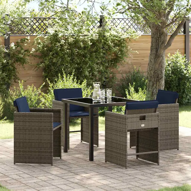 Conjunto de Comedor de Jardín 5 pcs Gris ratán sintético