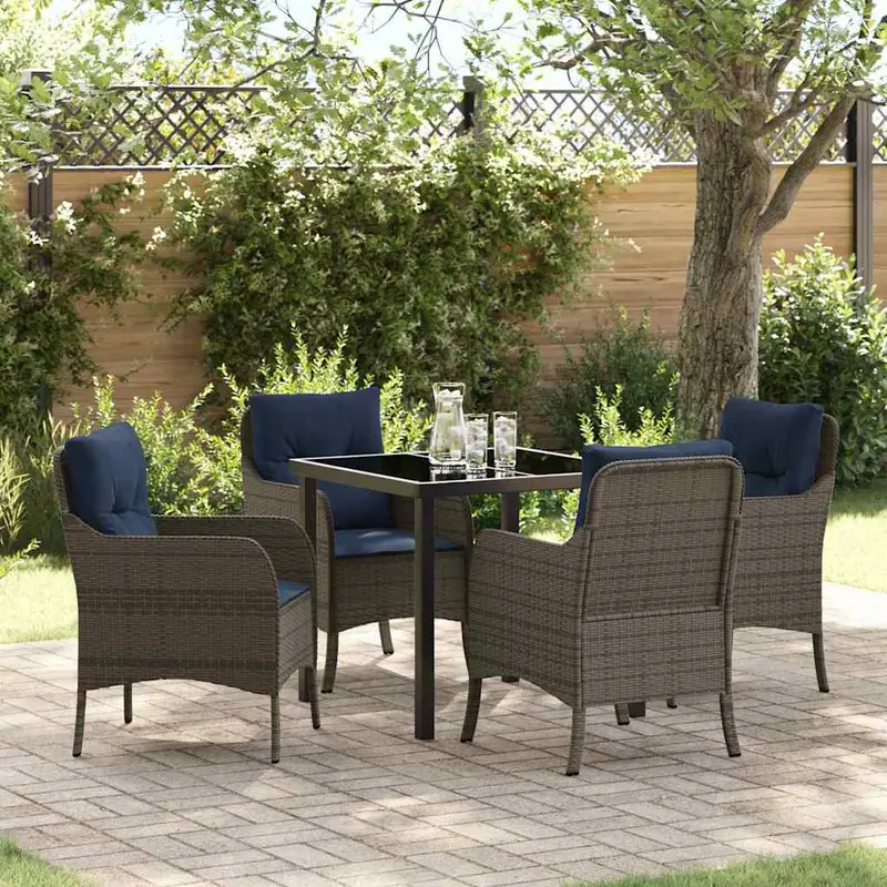 Conjunto de Comedor de Jardín 5 pcs Gris ratán sintético