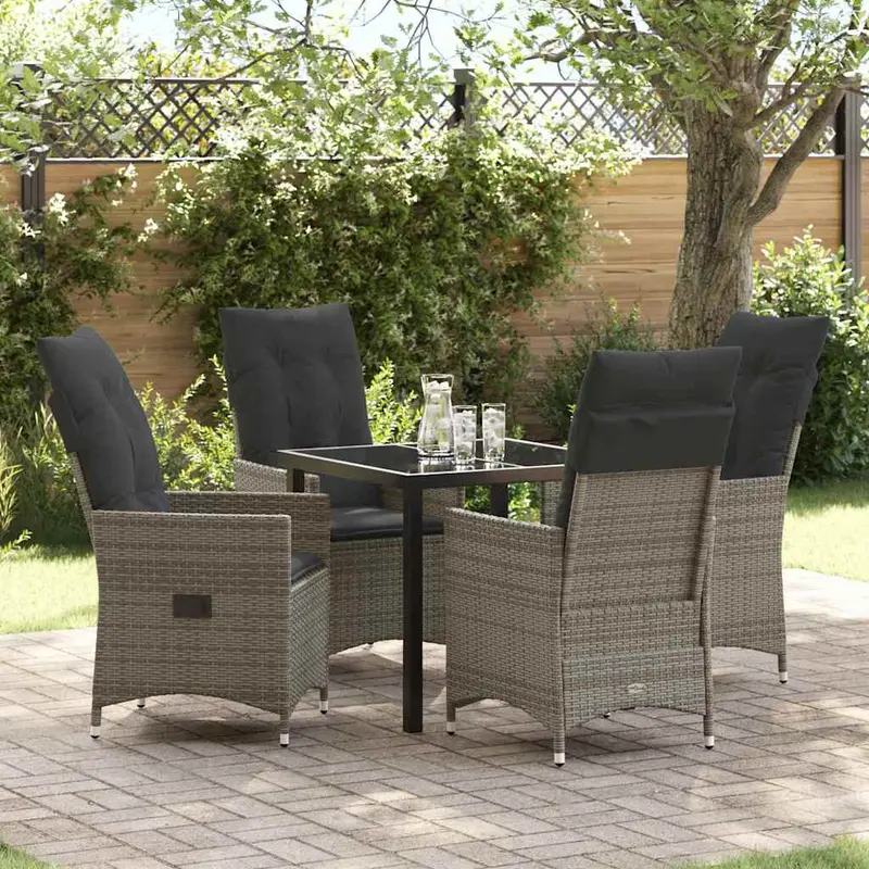 Conjunto de Comedor de Jardín 5 pcs Gris ratán sintético