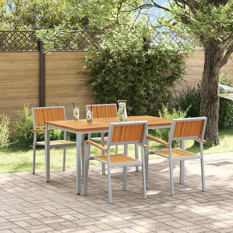 Conjunto de Comedor de Jardín 5 pcs Gris