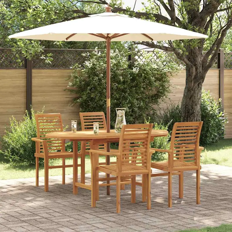 Conjunto de Comedor de Jardín 5 pcs Marrón