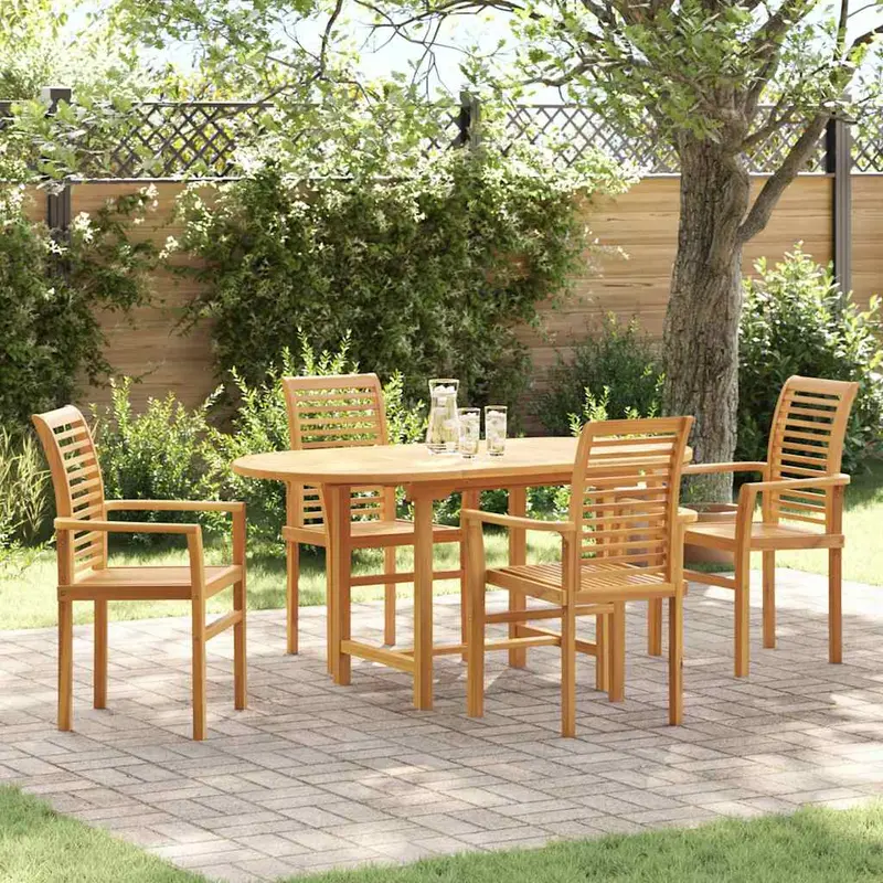 Conjunto de Comedor de Jardín 5 pcs Marrón