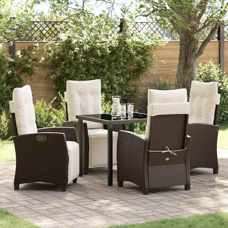 Conjunto de Comedor de Jardín 5 pcs Marrón ratán sintético