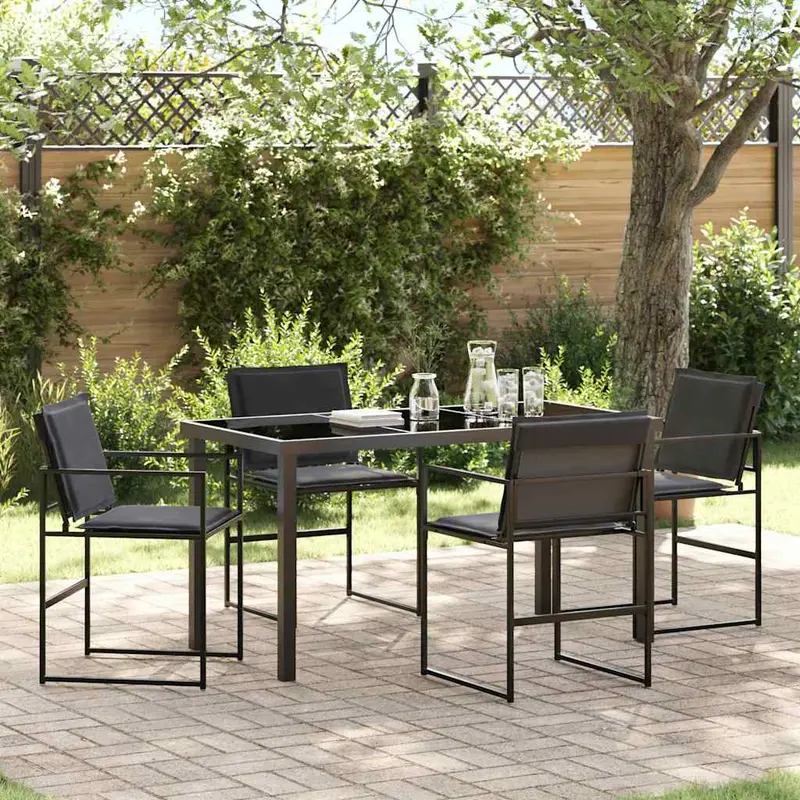 Conjunto de Comedor de Jardín 5 pcs Negro 140 x 70 x 73 cm