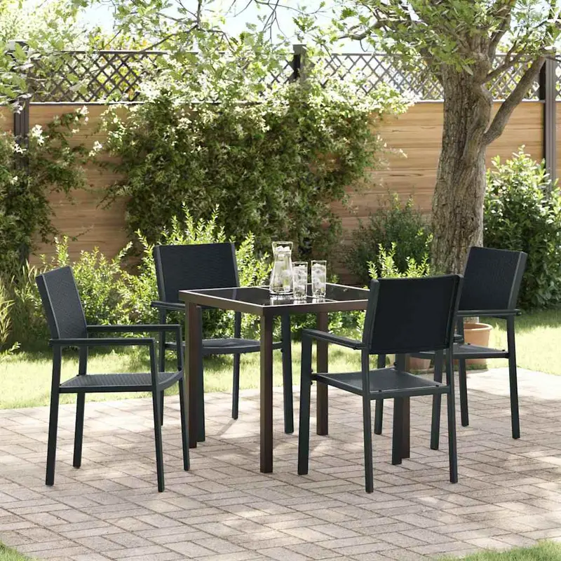 Conjunto de Comedor de Jardín 5 pcs Negro