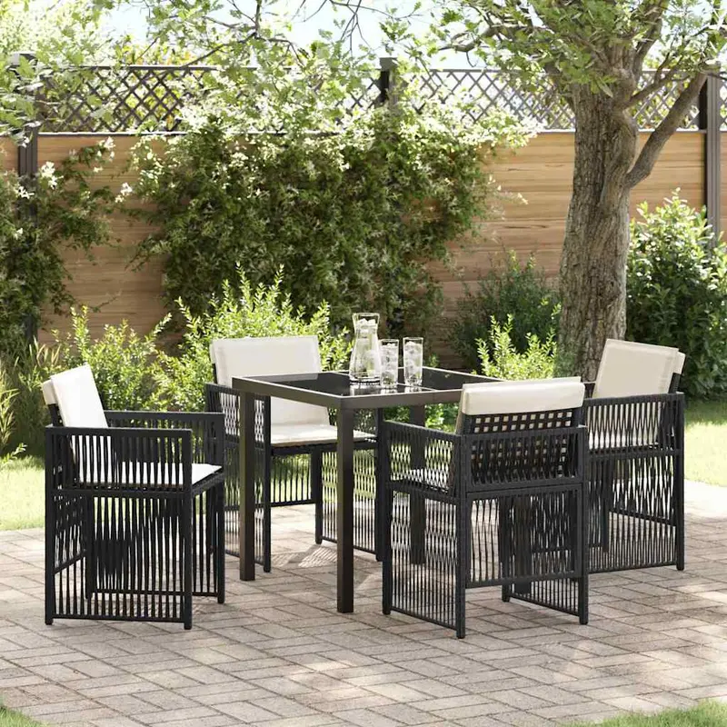 Conjunto de Comedor de Jardín 5 pcs Negro