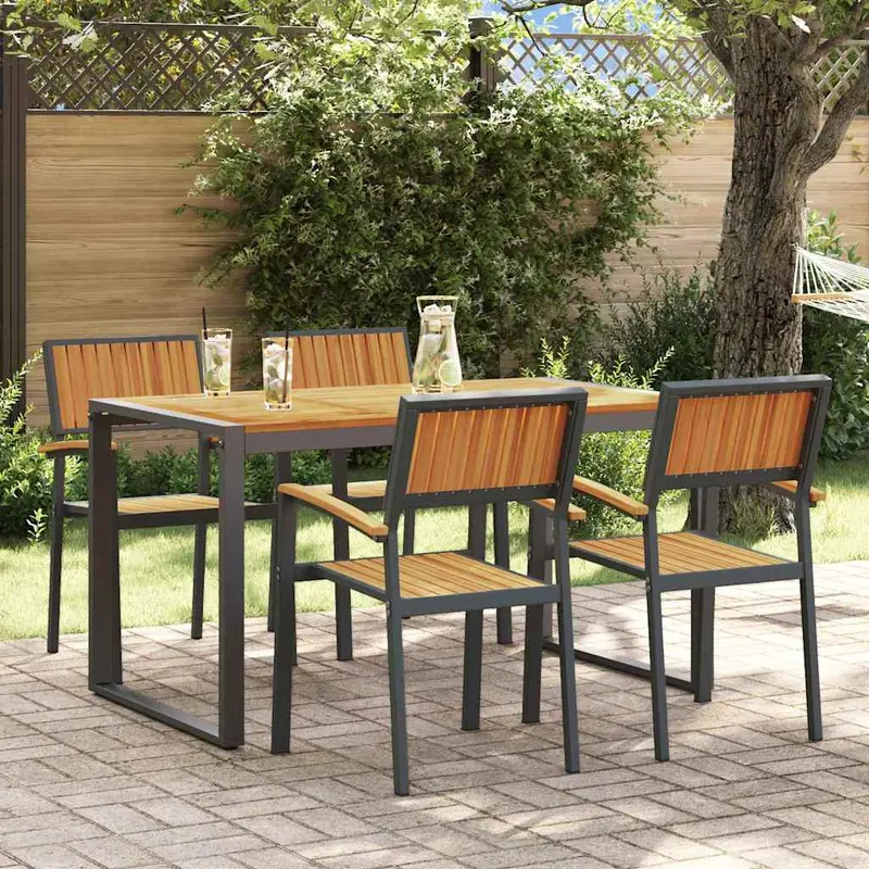 Conjunto de Comedor de Jardín 5 pcs Negro