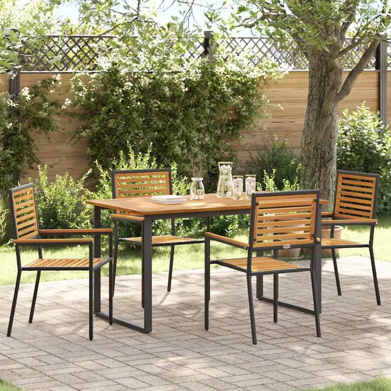 Conjunto de Comedor de Jardín 5 pcs Negro