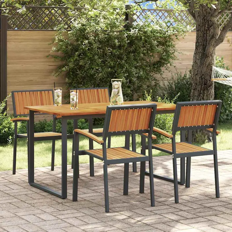 Conjunto de Comedor de Jardín 5 pcs Negro