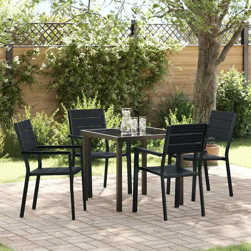 Conjunto de Comedor de Jardín 5 pcs Negro