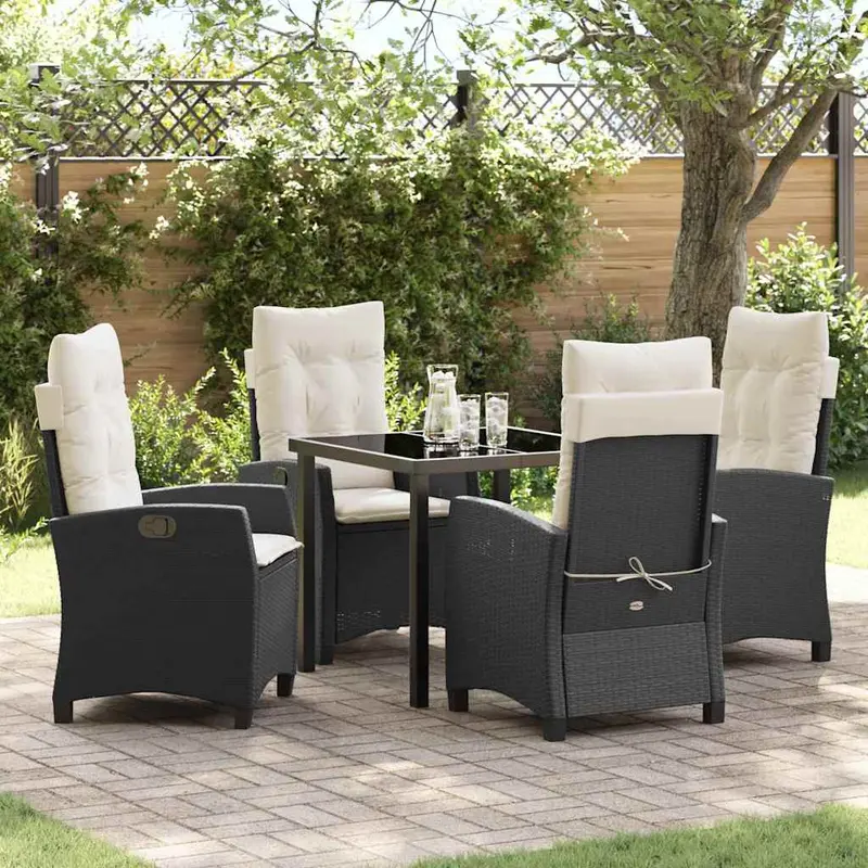 Conjunto de Comedor de Jardín 5 pcs Negro ratán sintético