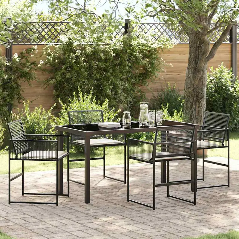 Conjunto de Comedor de Jardín 5 pcs Negro ratán sintético