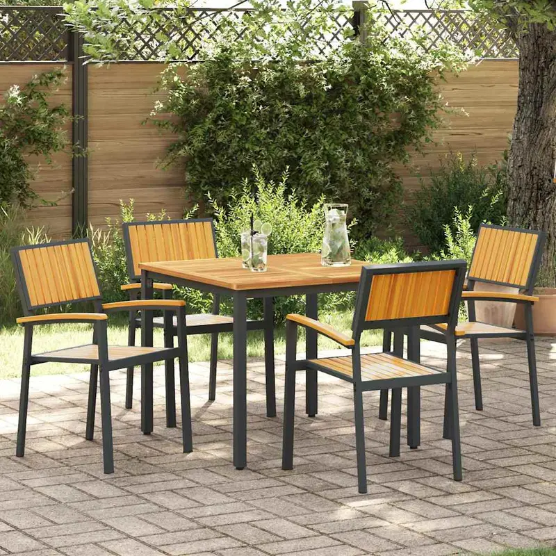 Conjunto de Comedor de Jardín 5 pcs Negro