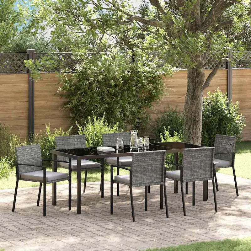 Conjunto de Comedor de Jardín 6 pcs Gris