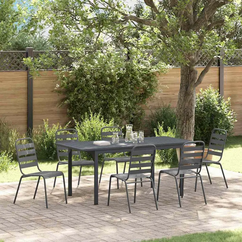 Conjunto de Comedor de Jardín 7 pcs Antracita