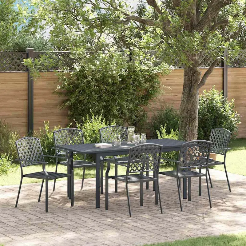 Conjunto de Comedor de Jardín 7 pcs Antracita