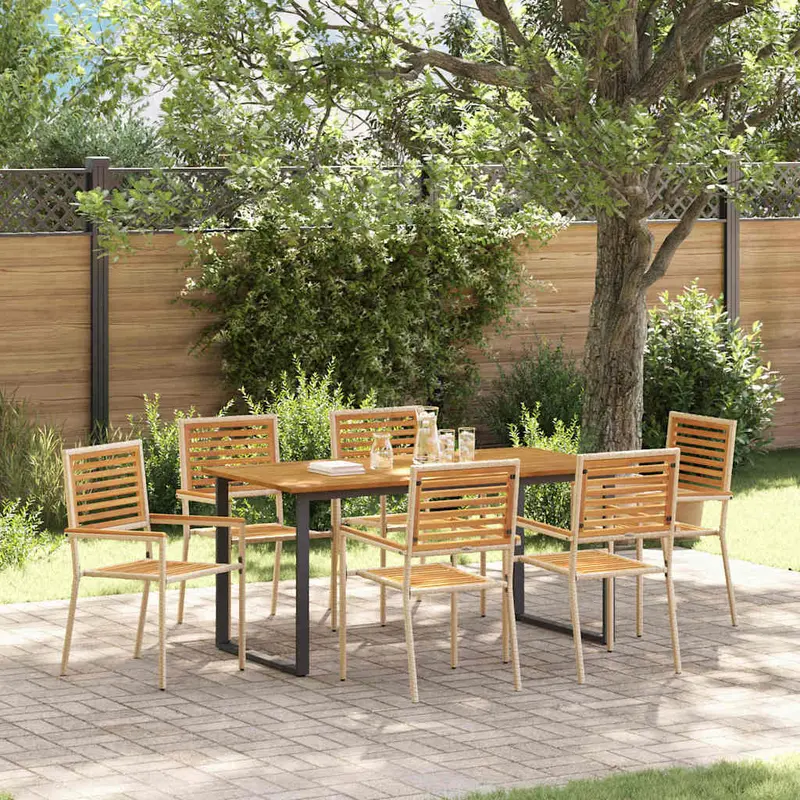 Conjunto de Comedor de Jardín 7 pcs Beige