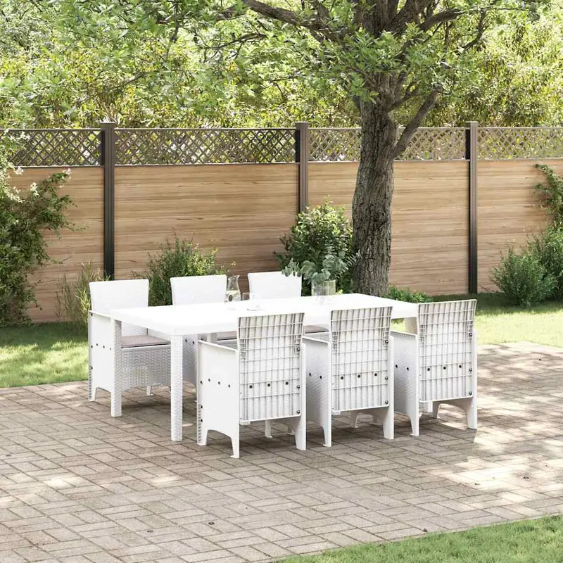 Conjunto de Comedor de Jardín 7 pcs Blanco Polipropileno